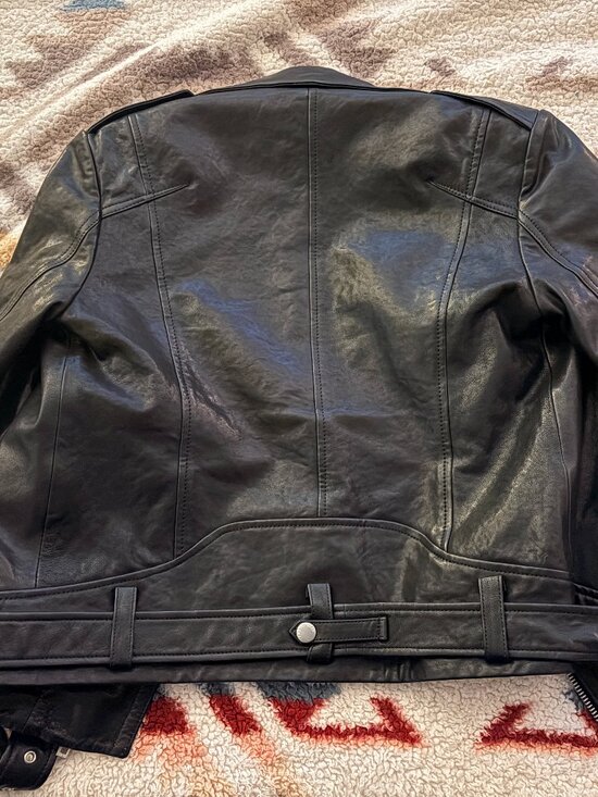 Rag & Bone Mackenzie Leather Biker Jacket Shearling Collar - Picture 7 of 13